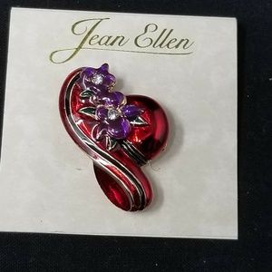 Red Hat brooch pin 2" red rhinestones costume